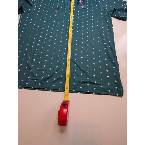 Walter Hagen Mens M Performance Golf Polo Shirt Green Holiday Print Short Sleeve - Picture 4 of 6